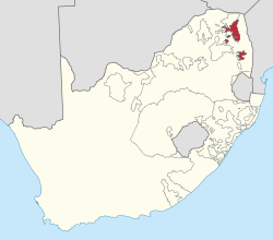 Location of Gazankulu (red) within South Africa (tan).