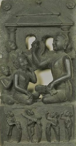 Narasingha Deva I listening to the sermons of his teacher along with his queens