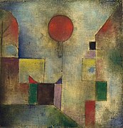 Paul Klee, 1922, Red Balloon (Roter Ballon), oil on chalk-primed gauze, mounted on board, 31.7 × 31.1 cm