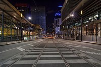 Looking down Collins Street from Southern Cross station