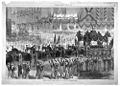A drawing depicting Abraham Lincoln's funeral procession in New York City en route from Washington D.C. to Springfield, Illinois, 1865.