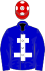 Royal Blue, white cross of lorraine, red cap, white spots