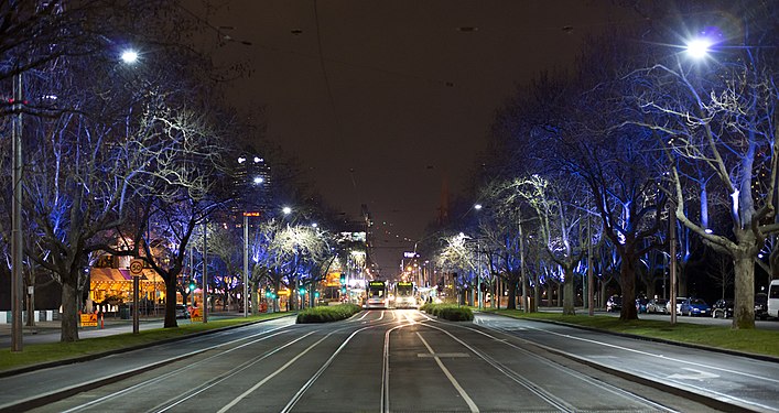 St Kilda Road, Melbourne at night