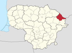 Location of Zarasai district municipality within Lithuania