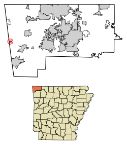 Location of Cherokee City in Benton County, Arkansas.