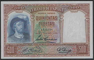 500 peseta, 1931