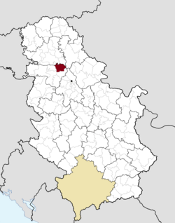 Location of the municipality of Inđija within Serbia
