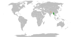 Map indicating locations of Myanmar and Nepal