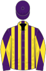 Purple and yellow stripes, diabolo on sleeves