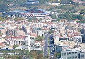 Skopje view of Kliment Ohridski boulevard and Toše Proeski Arena