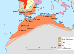 The Almohad empire at its greatest extent, c. 1180–1212[1][2]