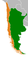 Location of Argentina (green) and Chile (orange)