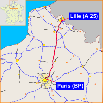 Autoroute A1 connecting Arras with Paris and Lille.