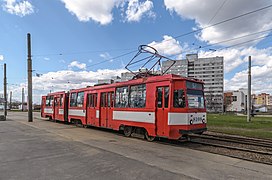 Tram LVS-97 on Stachek avenue in Saint Petersburg