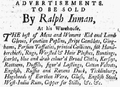 Newspaper item, 1760
