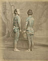 Japanese men in 1870 with irezumi wearing fundoshi