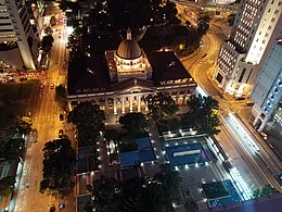 Hong Kong Court of Final Appeal building at night from Prince's Building