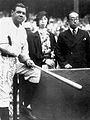 The Prince and Princess Kaya at a photo op with Babe Ruth at Yankee Stadium during their world tour in 1934