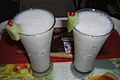 Lassi served in a restaurant.