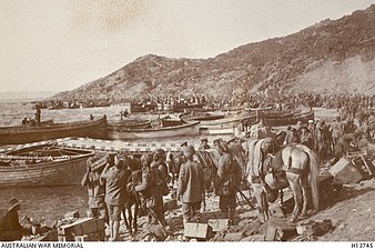 Indian and Anzac troops at Anzac Cove