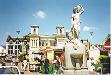 Market place with monument.