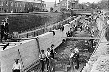 Pymmes Brook Canal Construction Angel Road in 1921
