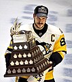 Sidney Crosby with the trophy, two-time winner and third player to win the award in consecutive years