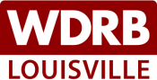 In a crimson red box, the white letters W D R B. Beneath is the word Louisville.