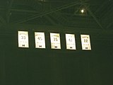 Banners of the retired jerseys.
