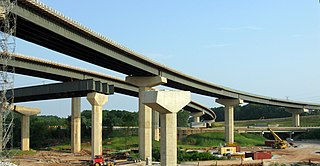 Construction of the stack interchange between I-95 and I-695 northeast of Baltimore