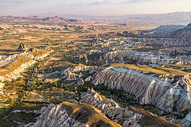 Central Anatolia Region: Cappadocia is well known for its unique rock homes and volcanic terrain.[337]