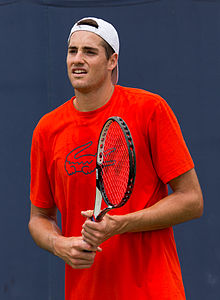 John Isner during practice at the Queens Club Aegon Championships in London, England.
