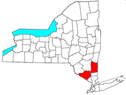 Location of the Kiryas Joel-Poughkeepsie-Newburgh Metropolitan Statistical Area in New York
