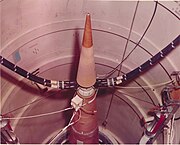 Closeup of Sprint anti-ballistic missile nosecone in its silo. The nose would deflect slightly to steer the missile in flight.