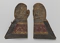 Leather mittens with colored and embroidered caps, Western Europe (1600–1650)