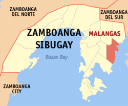 Map of Zamboanga Sibugay with Malangas highlighted