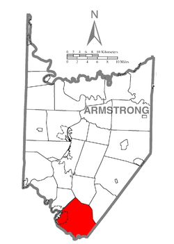 Map of Armstrong County, Pennsylvania, highlighting Kiskiminetas Township