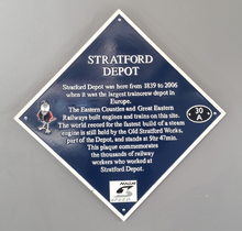 Blue plaque commemorating Stratord works.