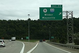 Signage for exit 77 on I-275; northern terminus of AA Highway
