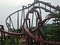 A Bolliger & Mabillard inverted roller coaster, Nemesis Inferno at Thorpe Park