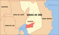 Map of Davao de Oro with Mabini highlighted