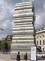 Image 4312-metre-high (40 ft) stack of books sculpture at the Berlin Walk of Ideas, commemorating the invention of modern book printing (from History of books)