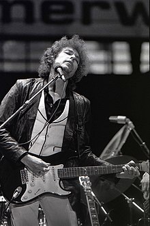 An image of Bob Dylan performing in Rotterdam- 1978