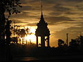 Sunset behind a pagoda in Phnom Penh