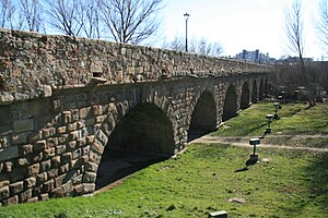 Arches of the Roman Bridge (Old Bridge) near to the city