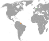 Location map for the Netherlands and Suriname.