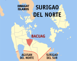 Map of Surigao del Norte with Bacuag highlighted