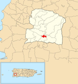 Location of San Germán barrio-pueblo within the municipality of San Germán shown in red