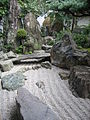 Zen mountains and "waterfall" in the garden of Daisen-in