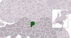 Highlighted position of Heusden in a municipal map of North Brabant